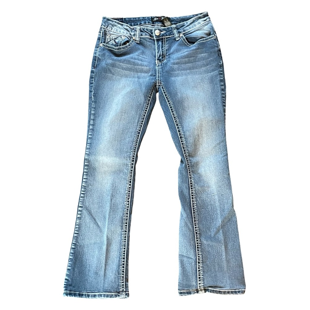 LOVE INDIGO WOMEN'S LOW‎ RISE BOOT CUT JEANS SIZE STRETCHY 8